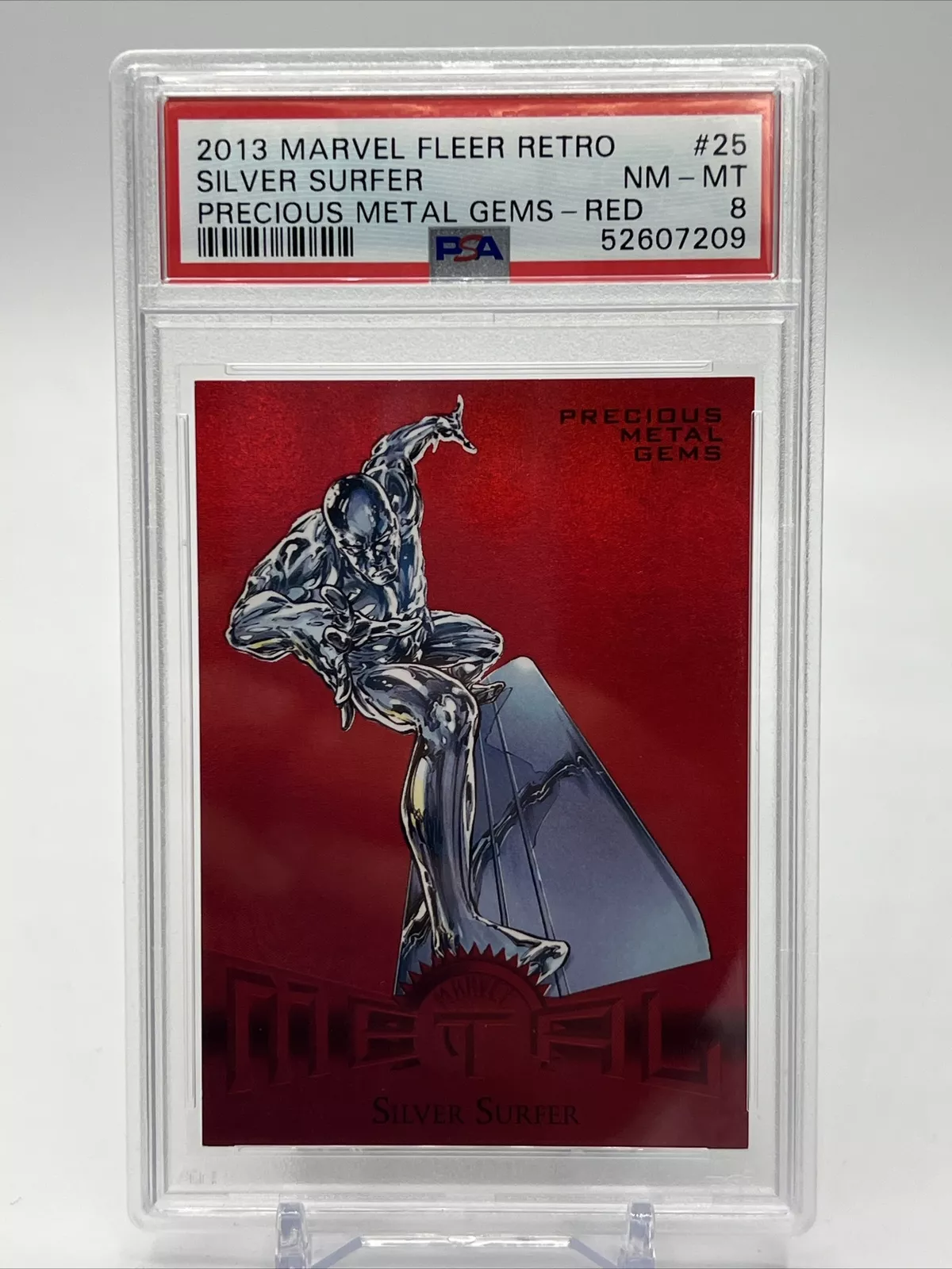 2013 Marvel Fleer Retro RED Precious Metal Gems PMG Silver Surfer /100 #25 PSA 8