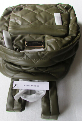 Marc Jacobs Backpack Quilted Moto Faux Leather Olive Beech 