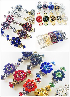 Barrette à Cheveux Vintage Fleur Violette Avec Strass - Métal - 10cm - Made In Korea