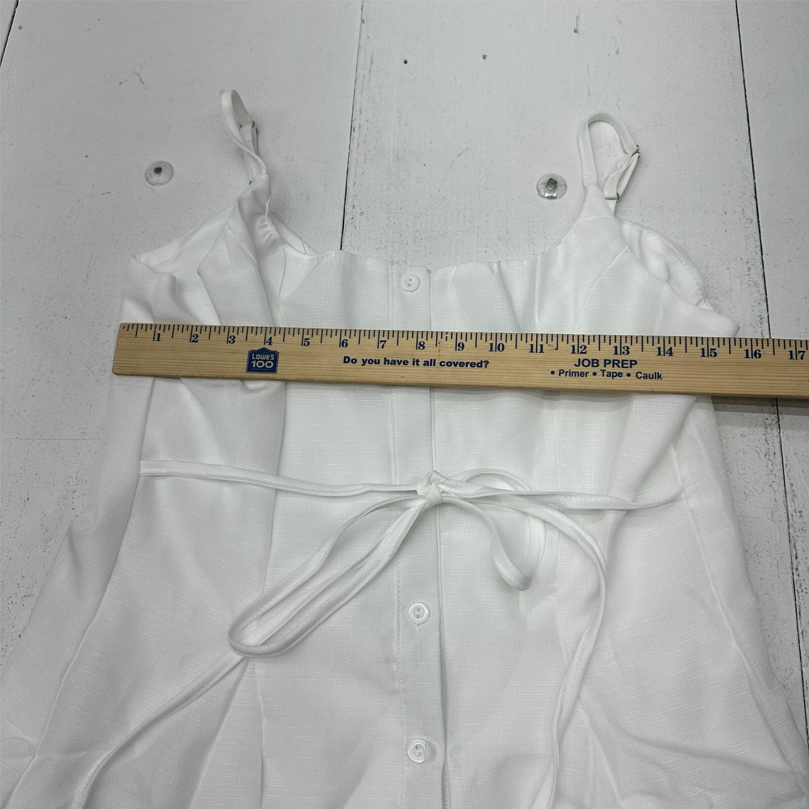 Solid White Sleeveless Spaghetti Strap Button Dow… - image 4