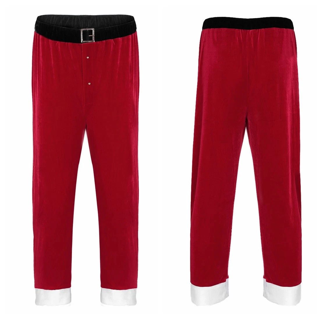 Adult Father Christmas Santa Claus Costume Mens Long Pants Trousers Xmas Cosplay