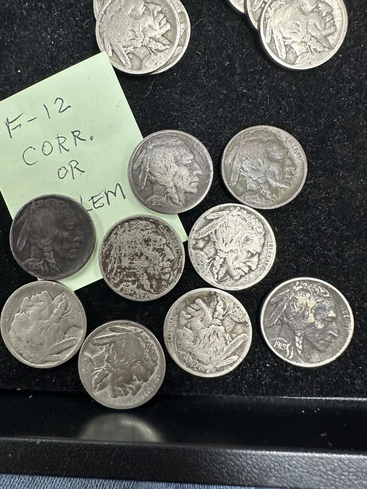 1915 D Denver 5 Cents Buffalo Bison Indian Nickel Lot Of 9 Coins - Image 3 of 4