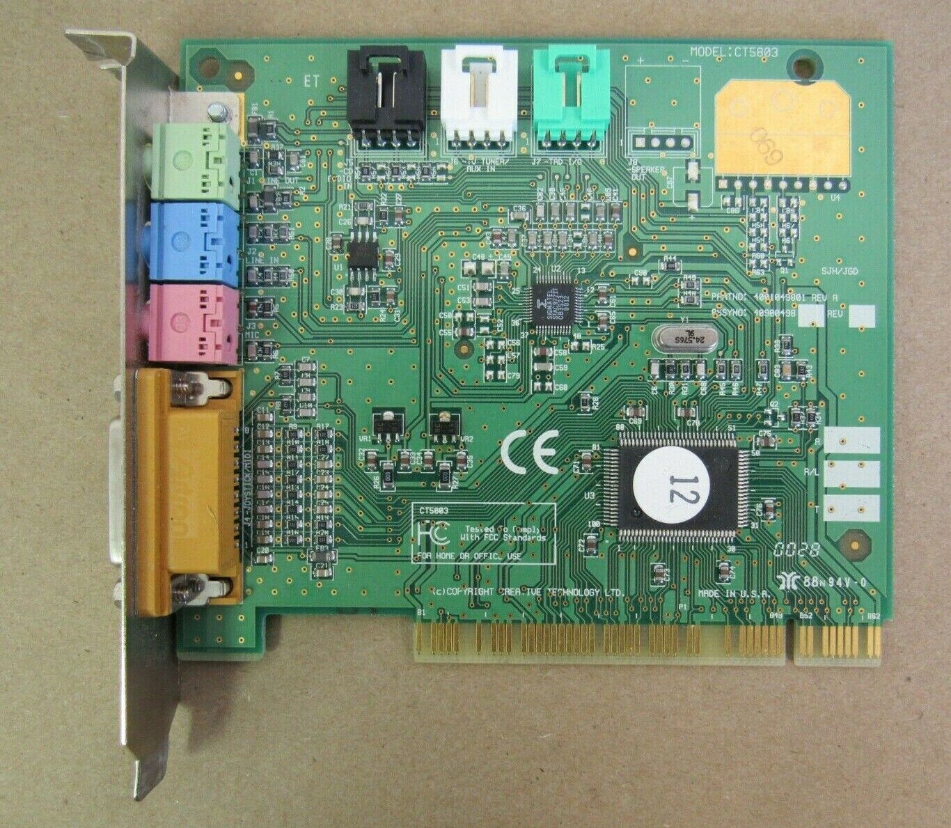 CREATIVE TECHNOLOGY LTD MODEL CT5803 PCI SOUND CARD