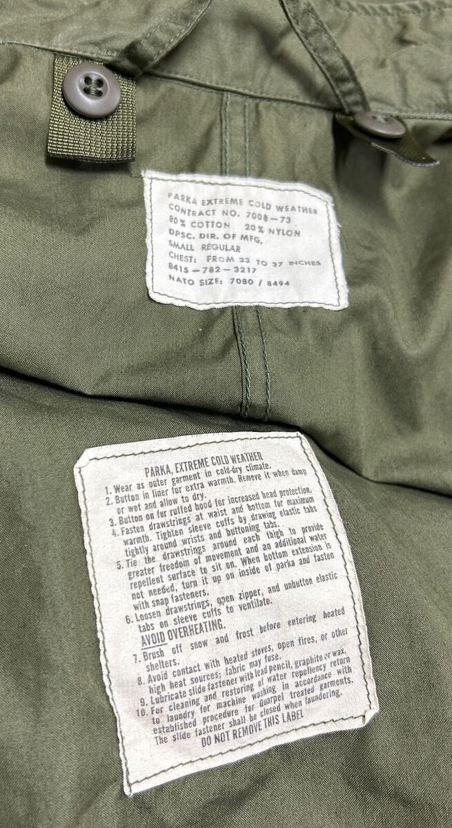 GENUINE US ARMY VIETNAM M-1965 M65 FISHTAIL PARKA MANS 1973 GENUINE US ARMY VIETNAM M-1965 M65 FISHTAIL PARKA MANS 1973