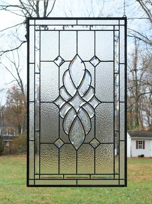 20'' x 34'' Handcrafted stained glass window panel Clear Beveled glass panel