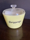 Vintage Glasbake Yellow Drippings Dish w/Lid J-7621 Milk Glass USA