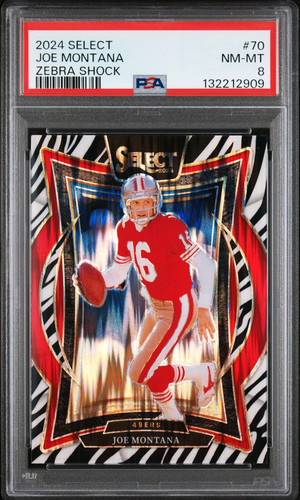 2024 Panini Select Joe Montana #70 Zebra Shock PSA 8