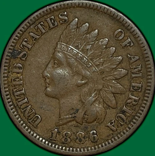 1886 Type 1 Indian Head Cent Extremely Fine XF Coin #33496