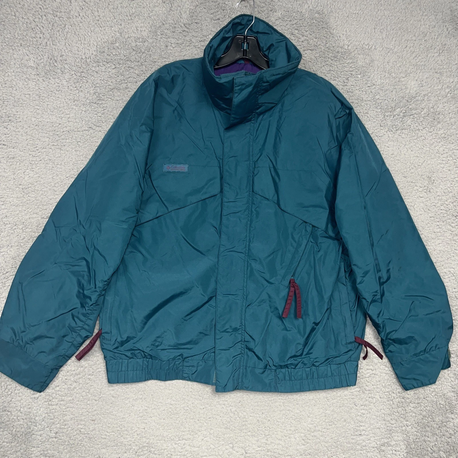 VTG Columbia Whirlibird Windbreaker Men's Sz M Green Radial Sleeve Jacket 90s