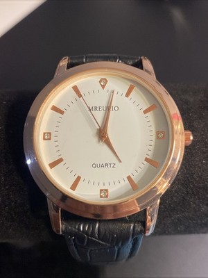 Beautiful LARGE FACE Rose Gold tone MREURIO EET8599G-RG men's watch New Battery