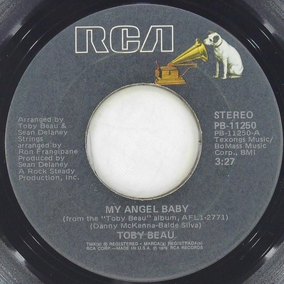 TOBY BEAU My Angel Baby RCA PB-11250 VG+ 45 RPM 1978 Country Rock 7'' Pop Jukebox
