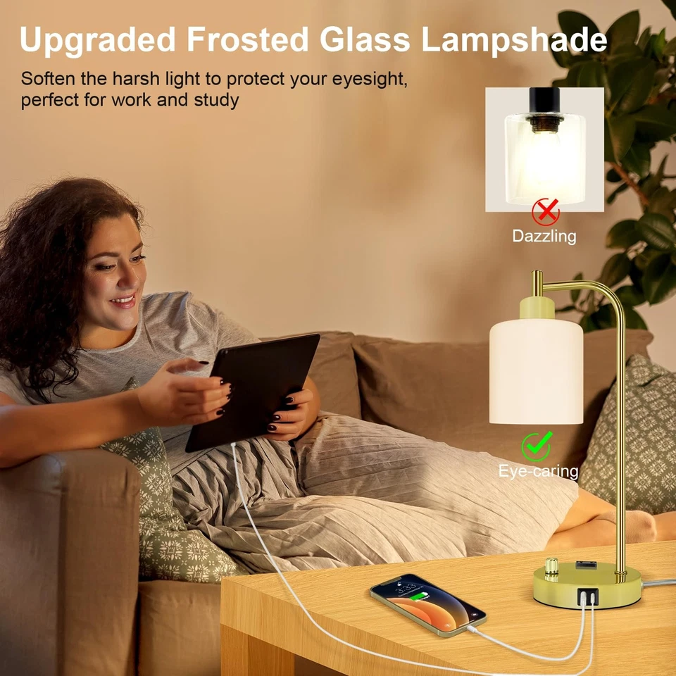 Industrial Table Lamp, Stepless Dimmable Gold Desk Lamp,Gold Table Lamp with ... - Image 4 of 4