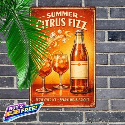 Aperol Spritz Cocktail Vintage Tin Sign Italian Aperitif Bar Decor