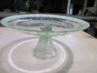 Vintage Art Deco  Green Decorative Poka Dot  Glass Round Pedestal Plate 10" — photo 2