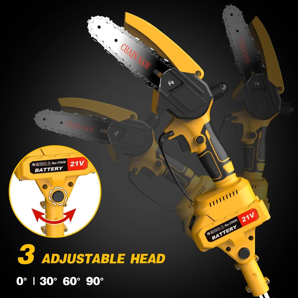 6 in 2-in-1 Cordless Pole Saw & Mini Battery Chainsaw, Foldable/Retractable Head - Image 4 of 4