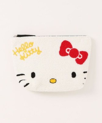 Sanrio Characters Hello Kitty Face Sagara Embroidered Pouch White 2026SS JP LTD