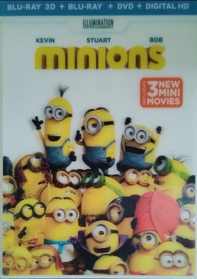 Minions 2015 Blu-ray 3D Blu-ray DVD Digital HD with 3 Mini Movies Brand New