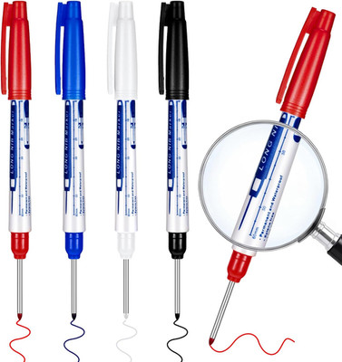 Gersoniel 4 Pcs Deep Reach Markers Long Nose Waterproof Deep Hole Marker Carpent