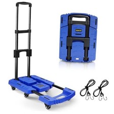 Folding Hand Truck 500lbs, Portable Heavy Duty Dolly Cart, 6 Wheels 17 Blue