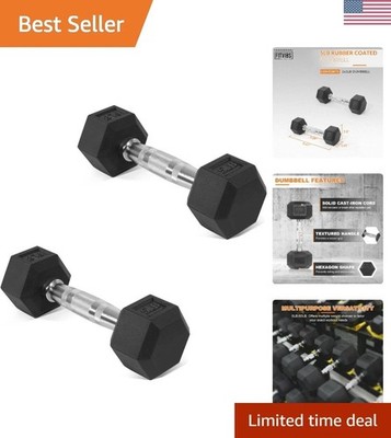 Hex Dumbbells Rubber Coated Hand Weights for Exercises and Fitness Home Gym, ...