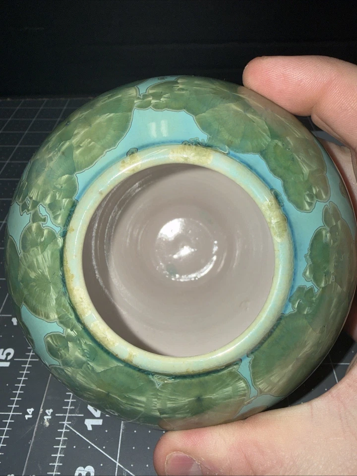 Hermoso cuenco de esmalte cristalino Flambeaux de cerámica artística 5x5 Foto 4 de 4