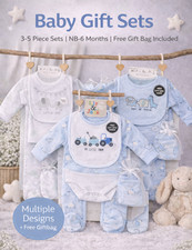 Baby Layette Gift Set Newborn 0-3 3-6 Months Boys Unisex Outfit Bib & Sleepsuits