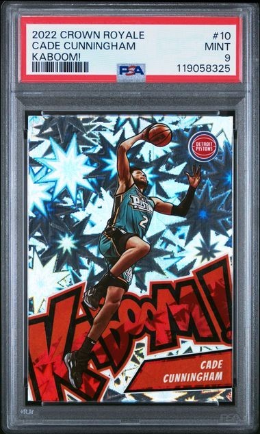 2022-23 Panini Crown Royale Kaboom! Cade Cunningham #10 Case Hit SSP PSA 9