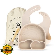 SofiAl BPA-Free Non-Toxic Silicone Baby Plate Set 4-Piece Baby Led Weaning ...