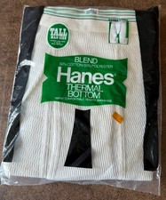 Vintage 1977 Hanes Thermal Bottom-NOS Size XL Long White Tall Man - 42/44