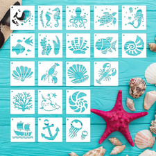 Ocean Stencils for Painting, 20 Pcs 3 Inch for Cards Rocks Kids Crafts