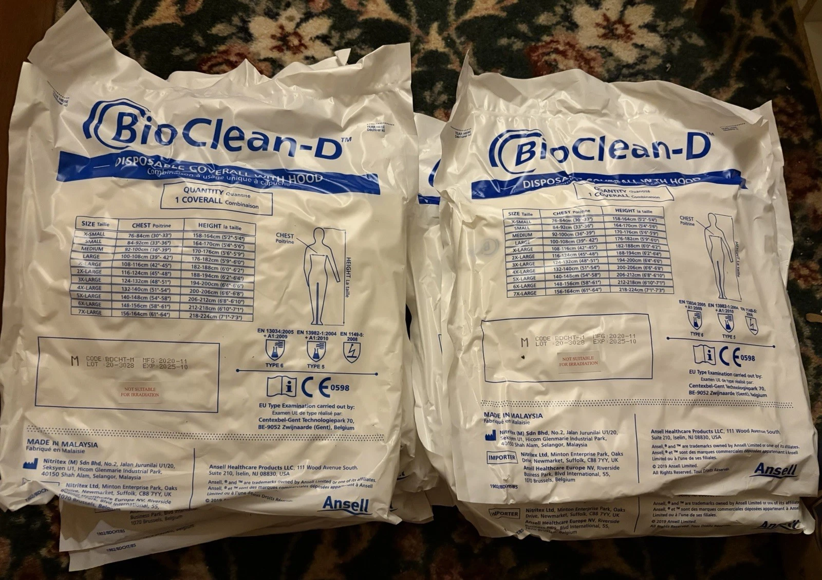 10PK Disposable Coveralls SIZE M (Non-Sterile) Ansell BioClean #BDCHT-M *READ* - product detail image 9