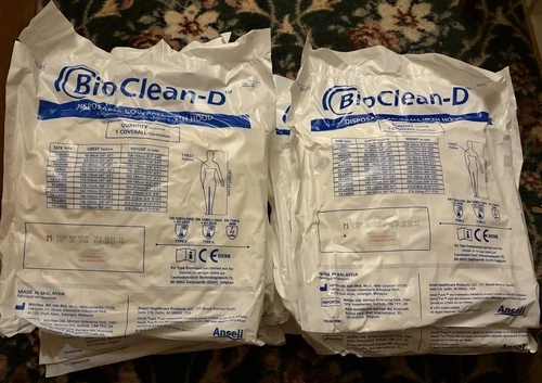10PK Disposable Coveralls SIZE M (Non-Sterile) Ansell BioClean #BDCHT-M *READ* image 9