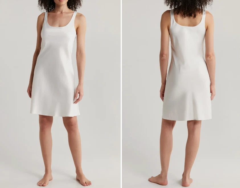 OFF WHITE Abito Natori Slip Donna XS Off White Glamour T78060 Elasticizzato Raso Lingerie Nuovo con etichette