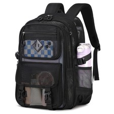 Black See Through Mesh Backpack Heavy Duty Breathable Net Bookbag 17 Inch