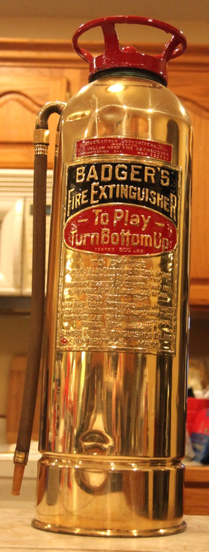 Antique Vintage BADGER'S Brass Copper Fire Extinguisher-Polished Restored