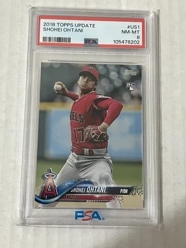 2018 Topps Update Series - Shohei Ohtani #US1 Pitching, Red Jersey (RC) PSA 8