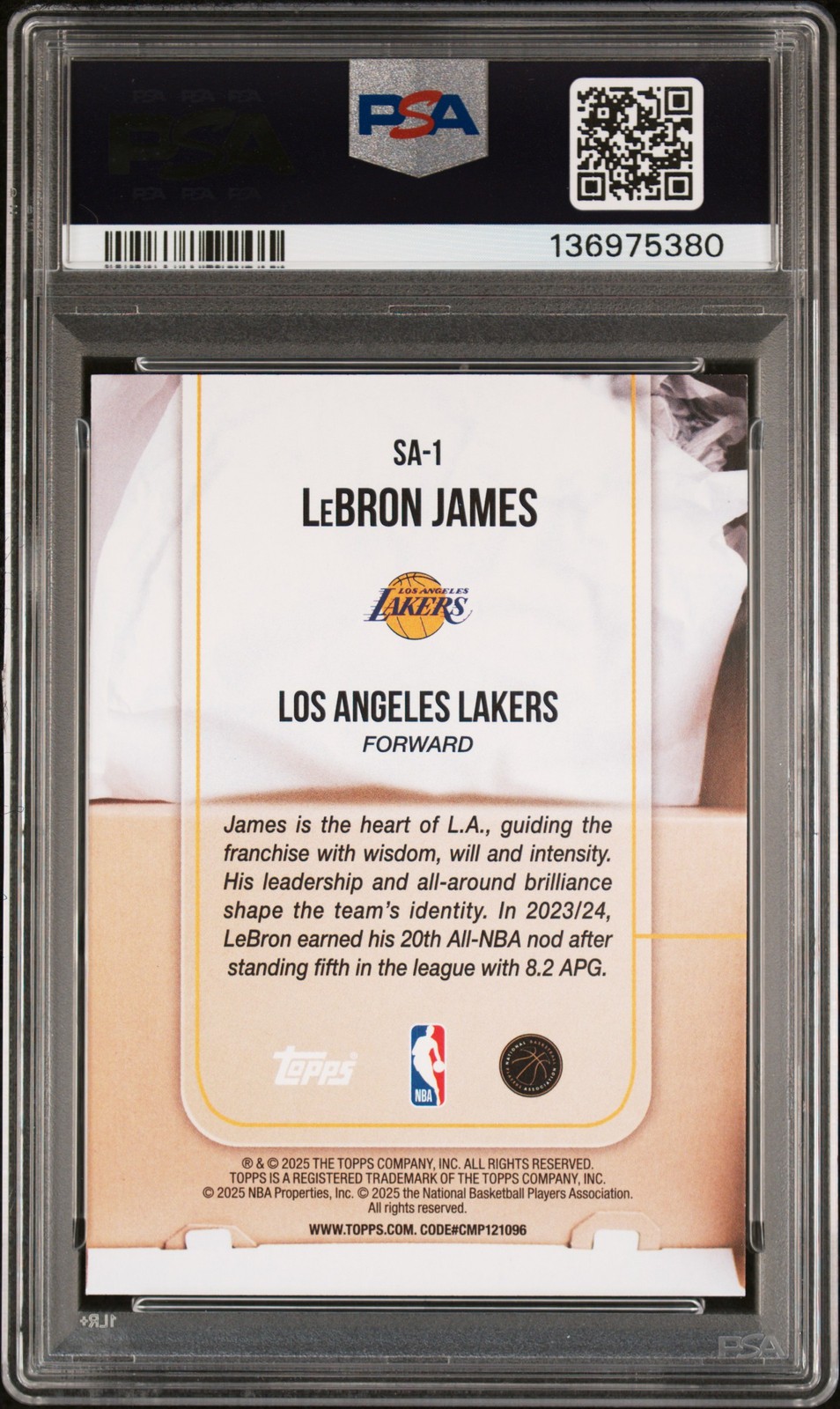 2025 TOPPS SOLE AMBITION #SA-1 LEBRON JAMES PSA 9 view 2