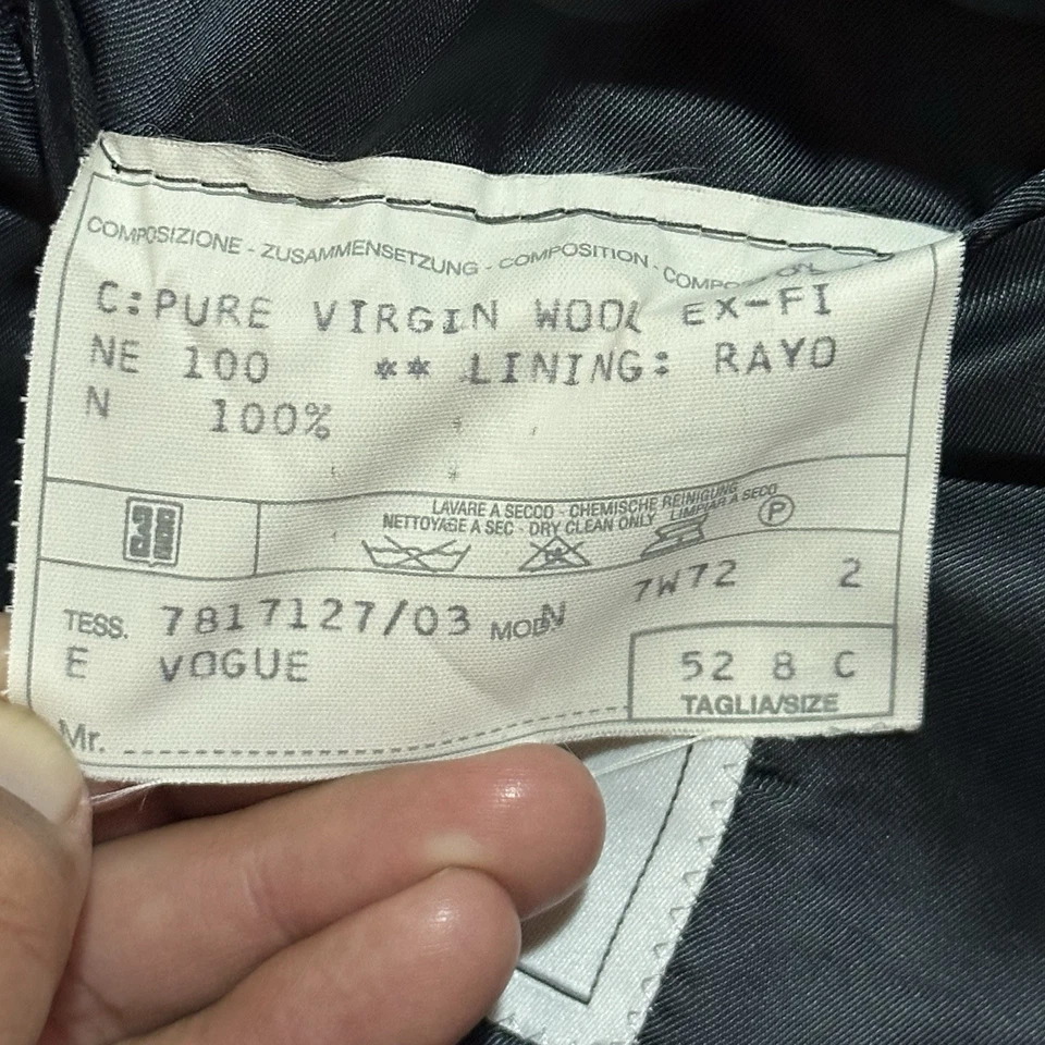 Corneliani 52 8C Double Breasted Wool Navy Blue Jacket Blazer Coat Made In Italy - Image 4 of 4