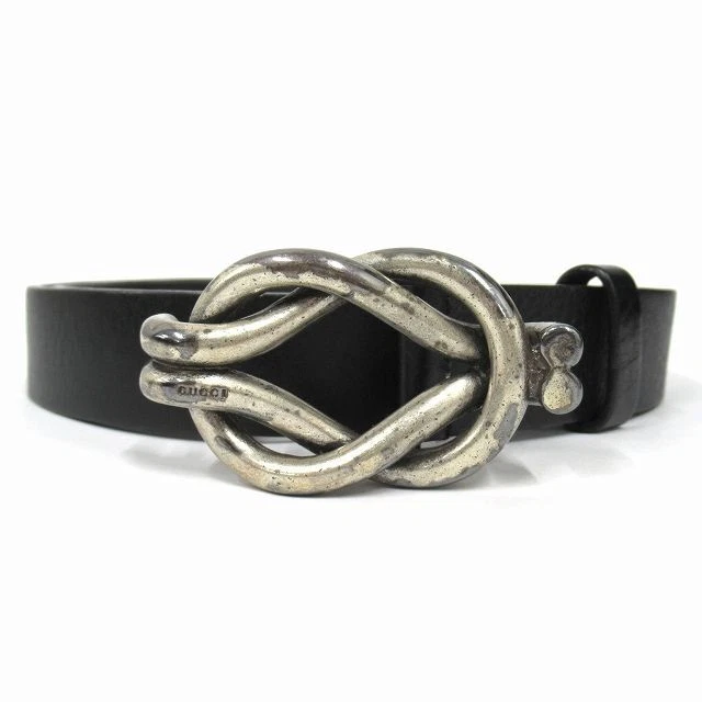 Gucci Ceinture Cuir avec Boucle Motif Tressé   Taille 9036 (Noir)   Mode Homme
