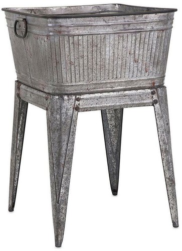 Multi-Functional Galvanized Metal Tub on Stand 32 in. Gray Iron Sturdy - Picture 8 of 12
