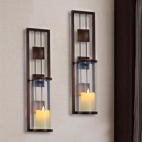 Wall Sconce Candle Holder Metal Wall Decorations for Living Room, Bathroom, - Picture 2 of 8