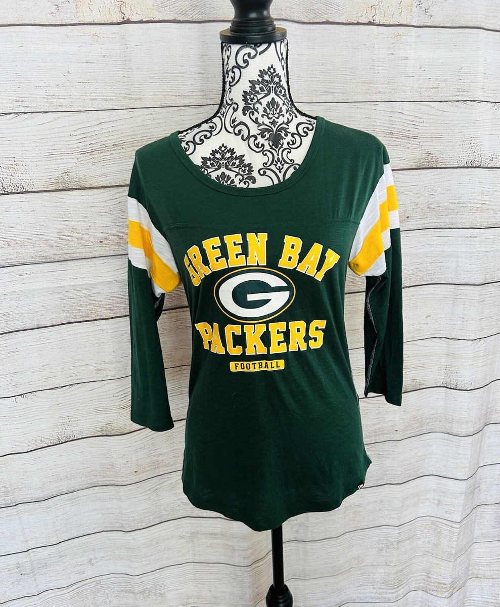 NFL Team Apparel Women's Green Yellow Green Bay Packers Logo Long Sleeve  Tee S | eBay