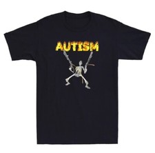 Autism Skeleton Funny Skull Holding Guns Dank Meme Vintage Men's Black T-Shirt