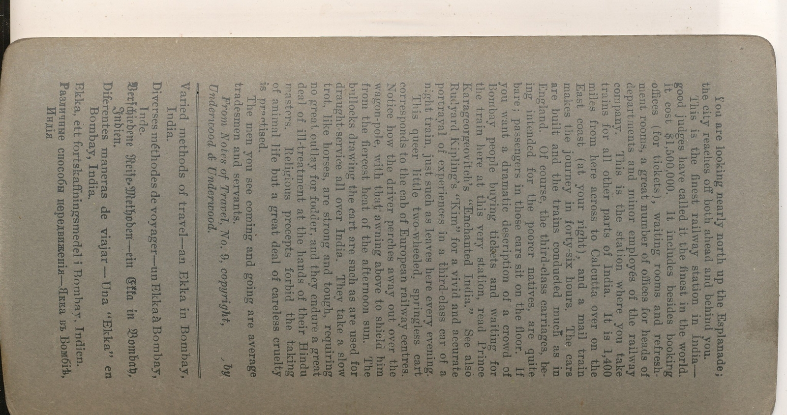 Varied Methods of travel an Ekka in Bombay India Underwood Stereoview c1900