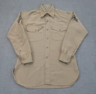 Vintage Military Shirt Mens Small 14 1/2 Beige 50s USMC Korean Gabardine Uniform
