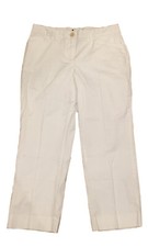 NEW RTLS 45 LANDS END WOMENS WHITE CHINO CROP PANTS SZ 8 INSEAM 21
