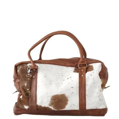 Unisex Nguni Cowhide Leather Duffle Bag | Weekender Bag | African Travel Duffle