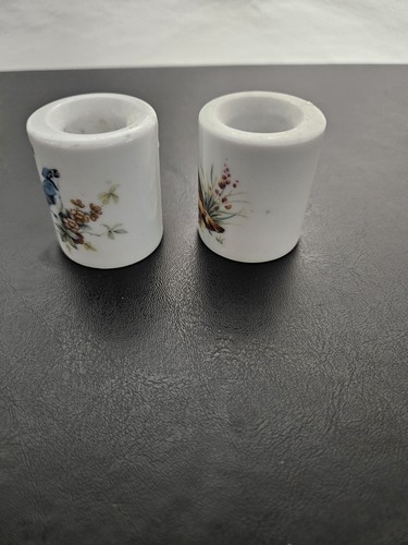 Vintage Porzellan Kerzenständer Vogel Design Made in W Germany 2er Set - Bild 2 von 16