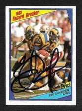 Eric Dickerson Autograph Auto 1984 Topps Record Breaker Los Angeles Rams Card