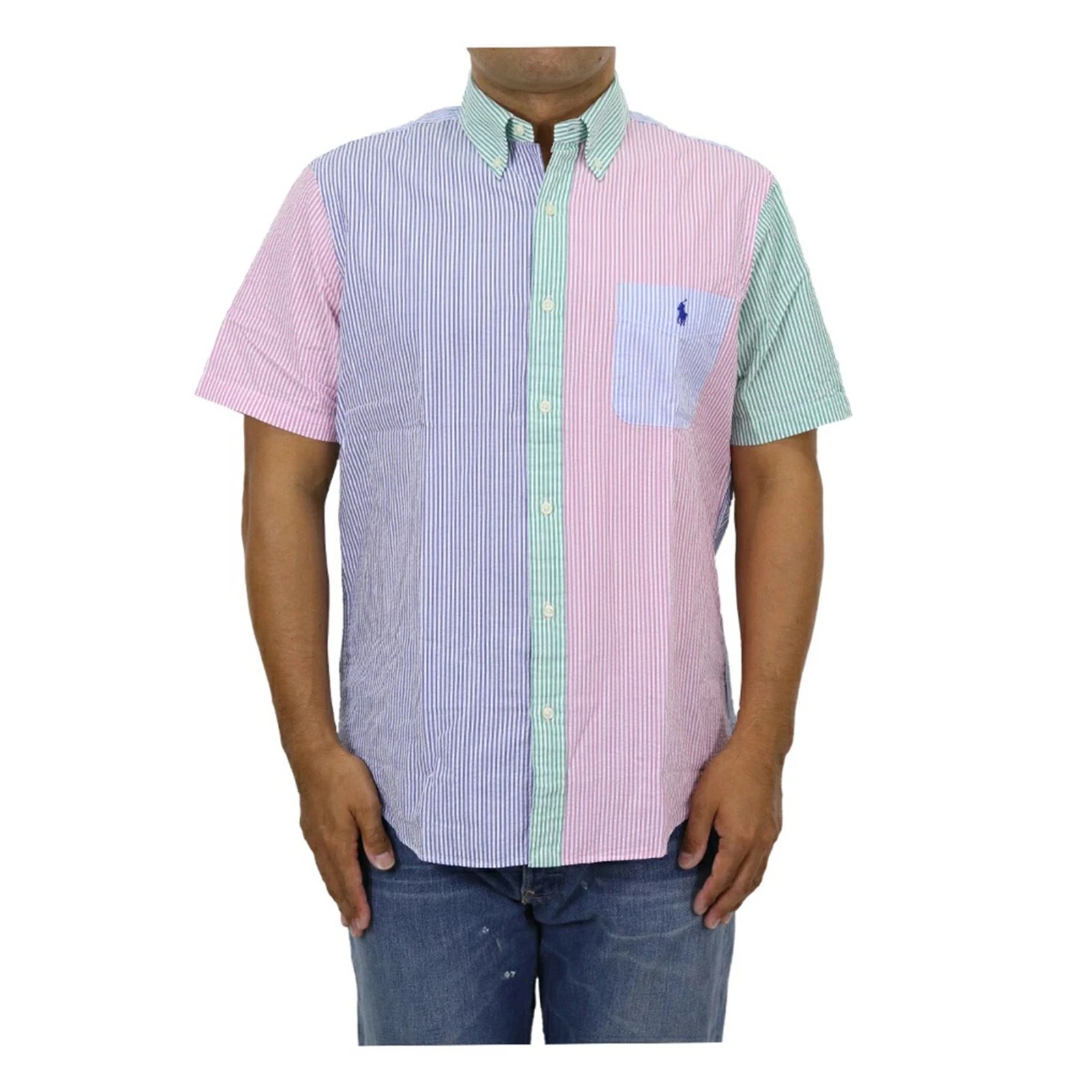 Polo Ralph Lauren Men's Paneled Short Sleeve "RL Untucked fit" Seersucker Shirt